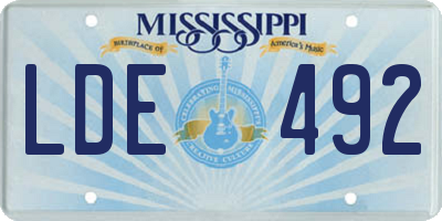 MS license plate LDE492