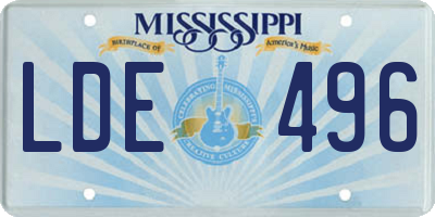 MS license plate LDE496