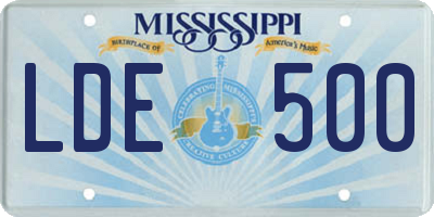 MS license plate LDE500