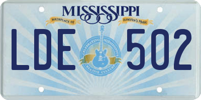 MS license plate LDE502