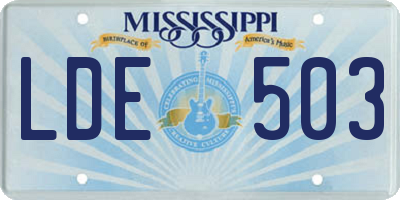 MS license plate LDE503