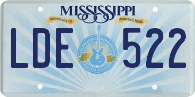 MS license plate LDE522