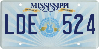 MS license plate LDE524