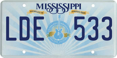 MS license plate LDE533