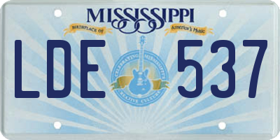MS license plate LDE537