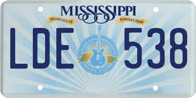 MS license plate LDE538