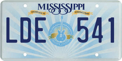 MS license plate LDE541