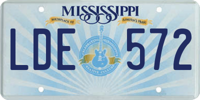 MS license plate LDE572