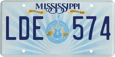 MS license plate LDE574