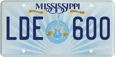 MS license plate LDE600