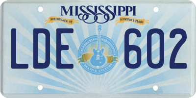 MS license plate LDE602