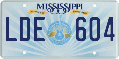MS license plate LDE604