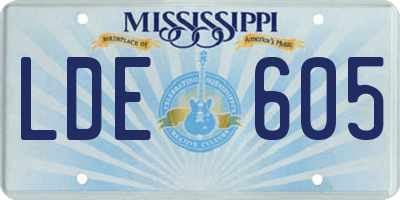 MS license plate LDE605