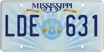 MS license plate LDE631