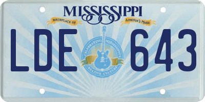 MS license plate LDE643