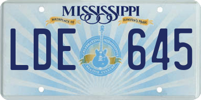 MS license plate LDE645