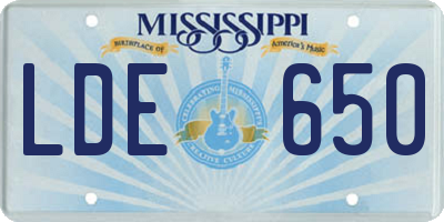 MS license plate LDE650