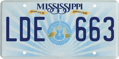 MS license plate LDE663