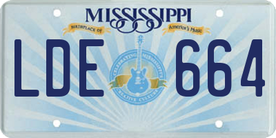 MS license plate LDE664