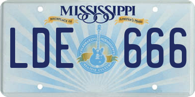 MS license plate LDE666