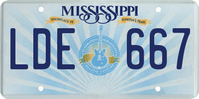 MS license plate LDE667