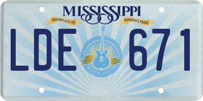 MS license plate LDE671