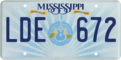 MS license plate LDE672
