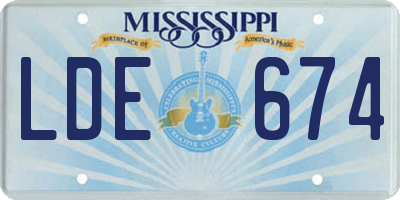 MS license plate LDE674