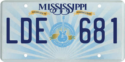 MS license plate LDE681