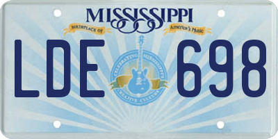 MS license plate LDE698