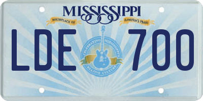 MS license plate LDE700