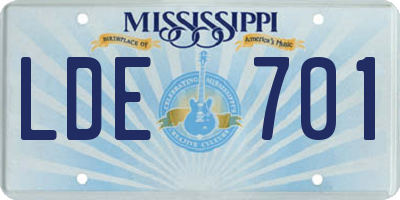 MS license plate LDE701