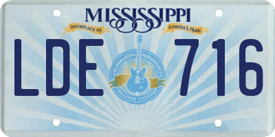MS license plate LDE716