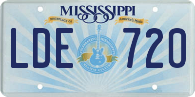 MS license plate LDE720