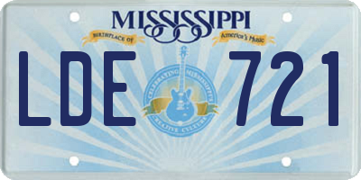 MS license plate LDE721