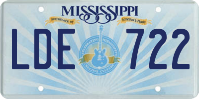 MS license plate LDE722