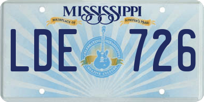 MS license plate LDE726
