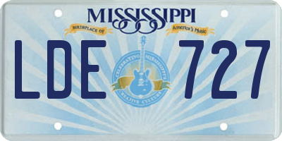 MS license plate LDE727