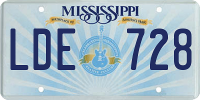 MS license plate LDE728
