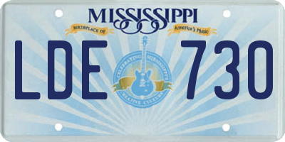 MS license plate LDE730