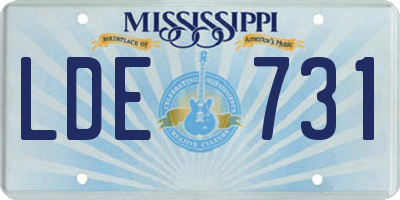 MS license plate LDE731