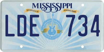MS license plate LDE734