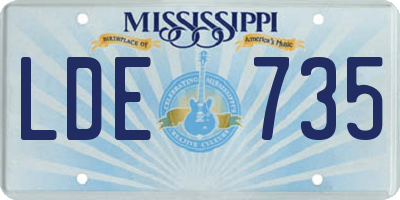 MS license plate LDE735