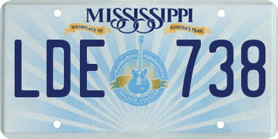 MS license plate LDE738