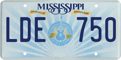 MS license plate LDE750
