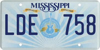 MS license plate LDE758