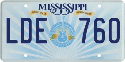 MS license plate LDE760