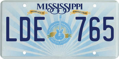 MS license plate LDE765