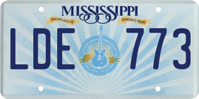 MS license plate LDE773