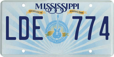 MS license plate LDE774